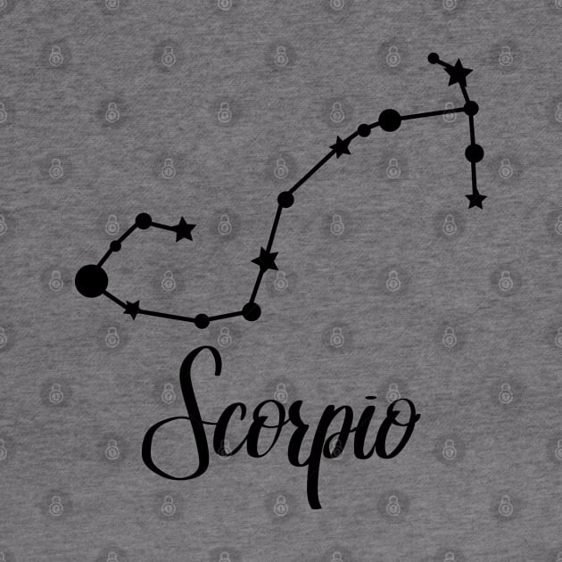 Scorpio Zodiac Constellation in Black by Kelly Gigi